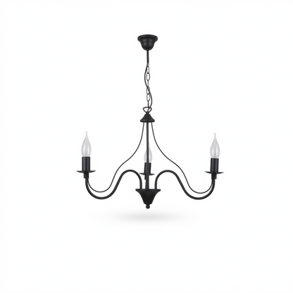 Lustre bougeoir noir glamour 3 ampoules – modèle Asterion