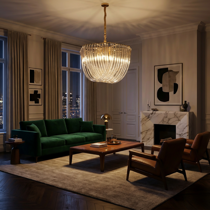 Modern U-shaped glass chandelier for living room – Auralise