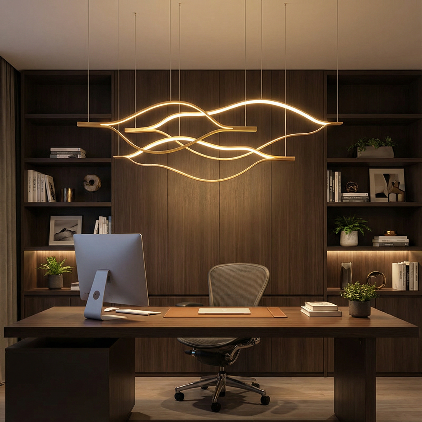 Lustre Postmoderne en Aluminium Doré  – Auralys