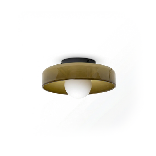 Vintage witte glazen plafondlamp voor entree – Orbique