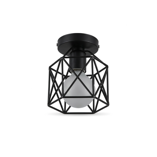 Plafonnier Géométrique Design Disque Fer Forgé Noir – Sveno