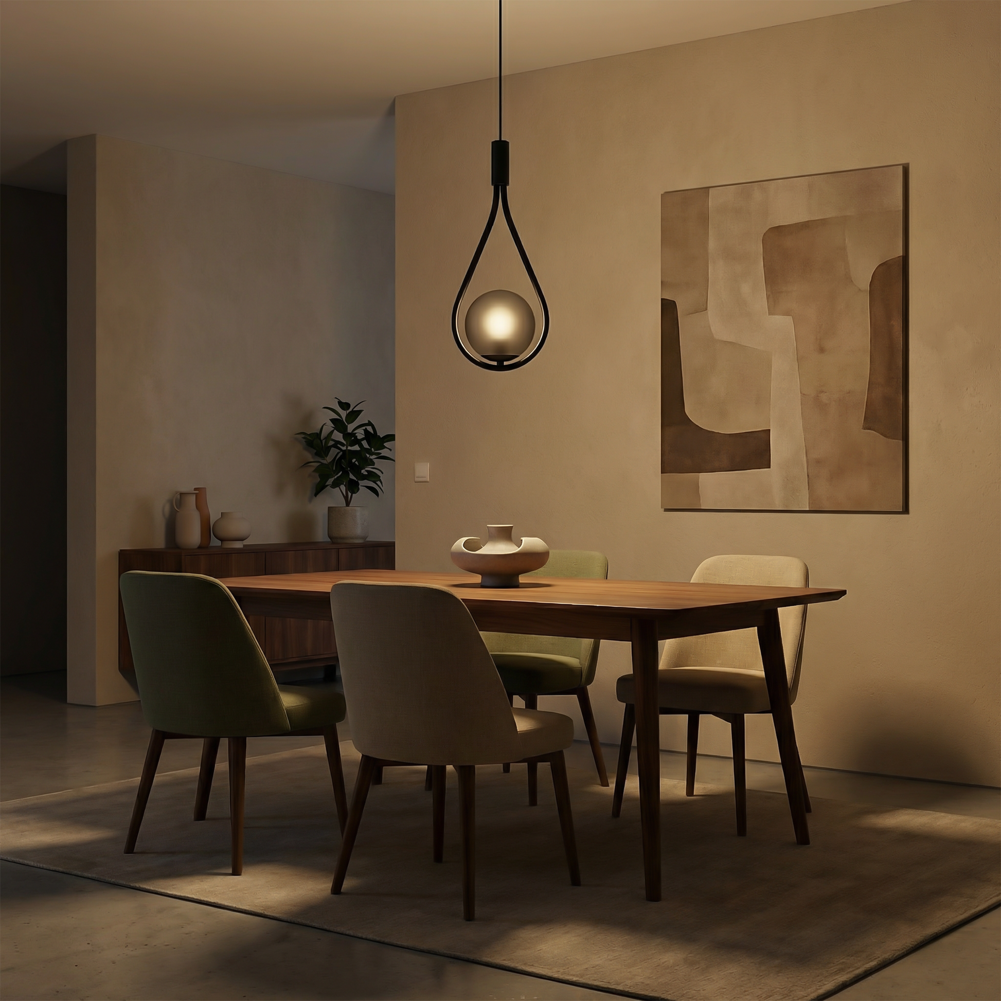 Zwarte Satijnglas Hanglamp voor Slaapkamer – Novaline