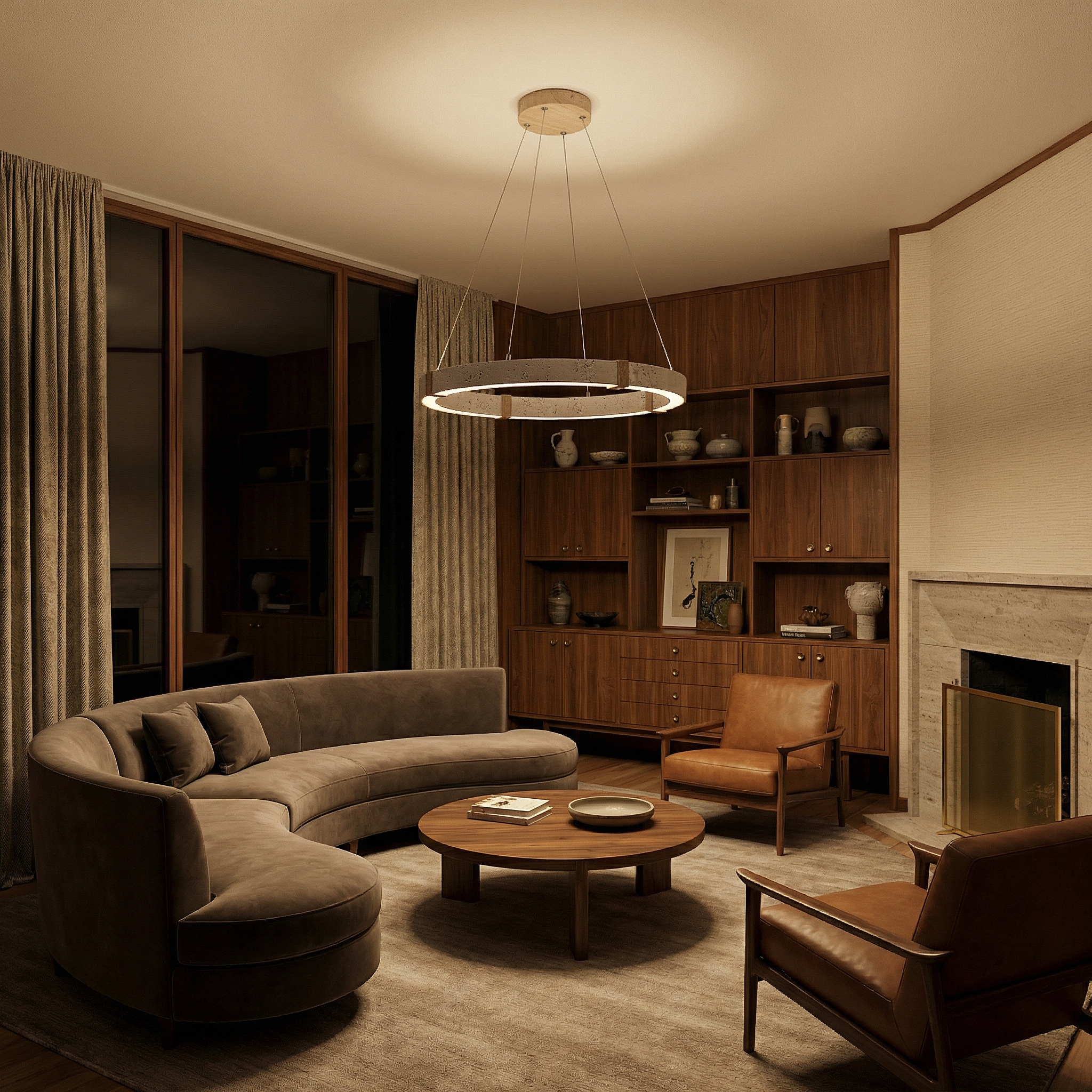 Eigentijdse kroonluchter in steen en staal voor eetkamer – Silexor