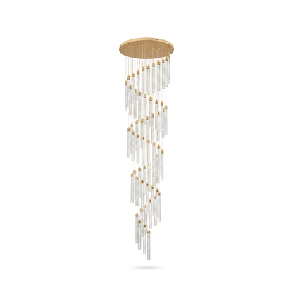 Lustre Rotatif en Cristal Doré pour Grand Espace – Célestarion
