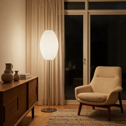 Moderne vloerlamp in zijde voor woonkamer – Sericéa