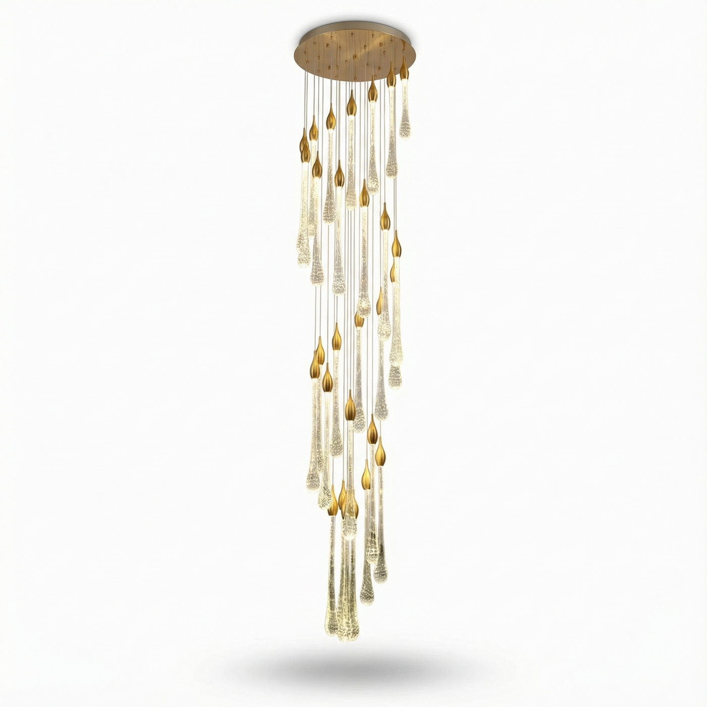 Lustre Cristal Doré pour Escalier – Cristalya