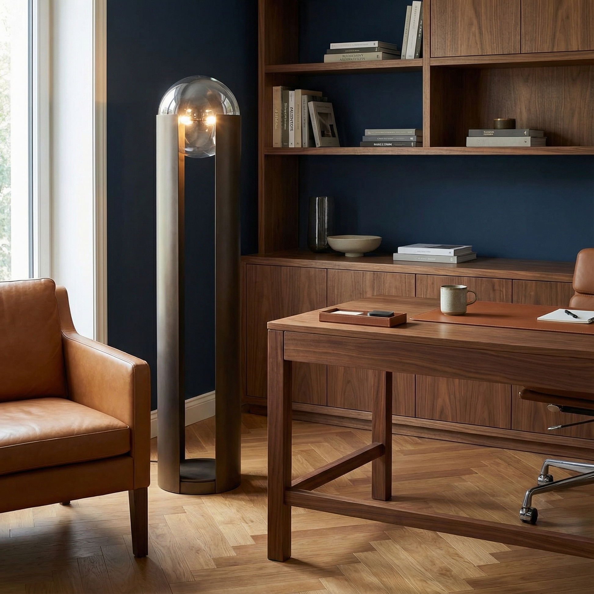 Postmodern vloerlamp metaal glas LED – Elara