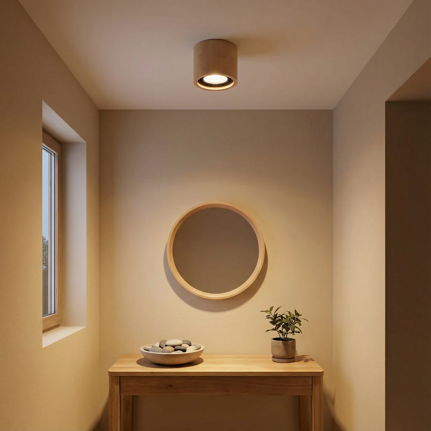 Minimalistische plafondlamp natuurlijk hout – Model Norvial