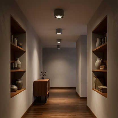 Plafonnier béton gris minimaliste salon – Modèle Orsyn