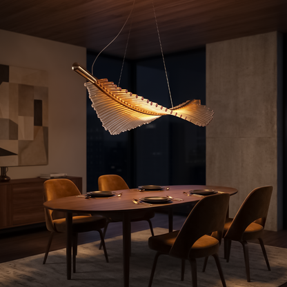 Lustre LED en Cristal à Feuilles pour Salon et Escalier – Caeluxia