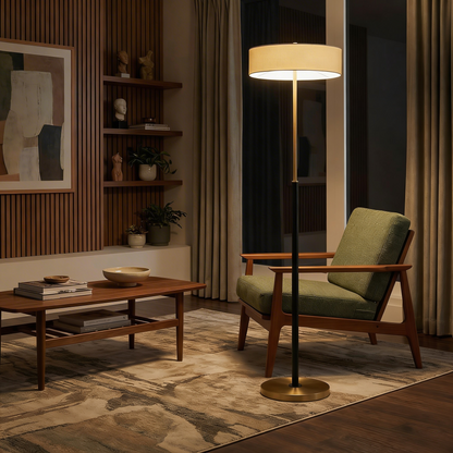 Vloerlamp in glas en hout voor woonkamer – Armonilleu