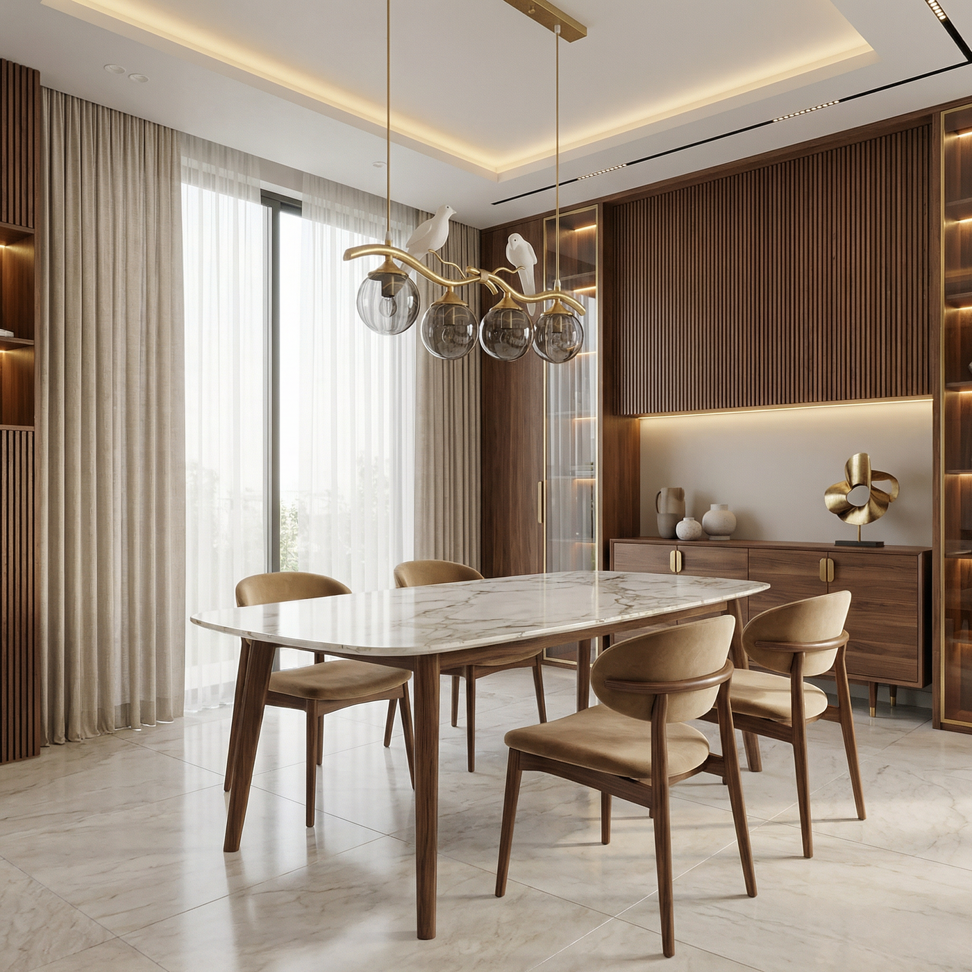 Lustre Bambou Métal LED Design Moderne – Malaria