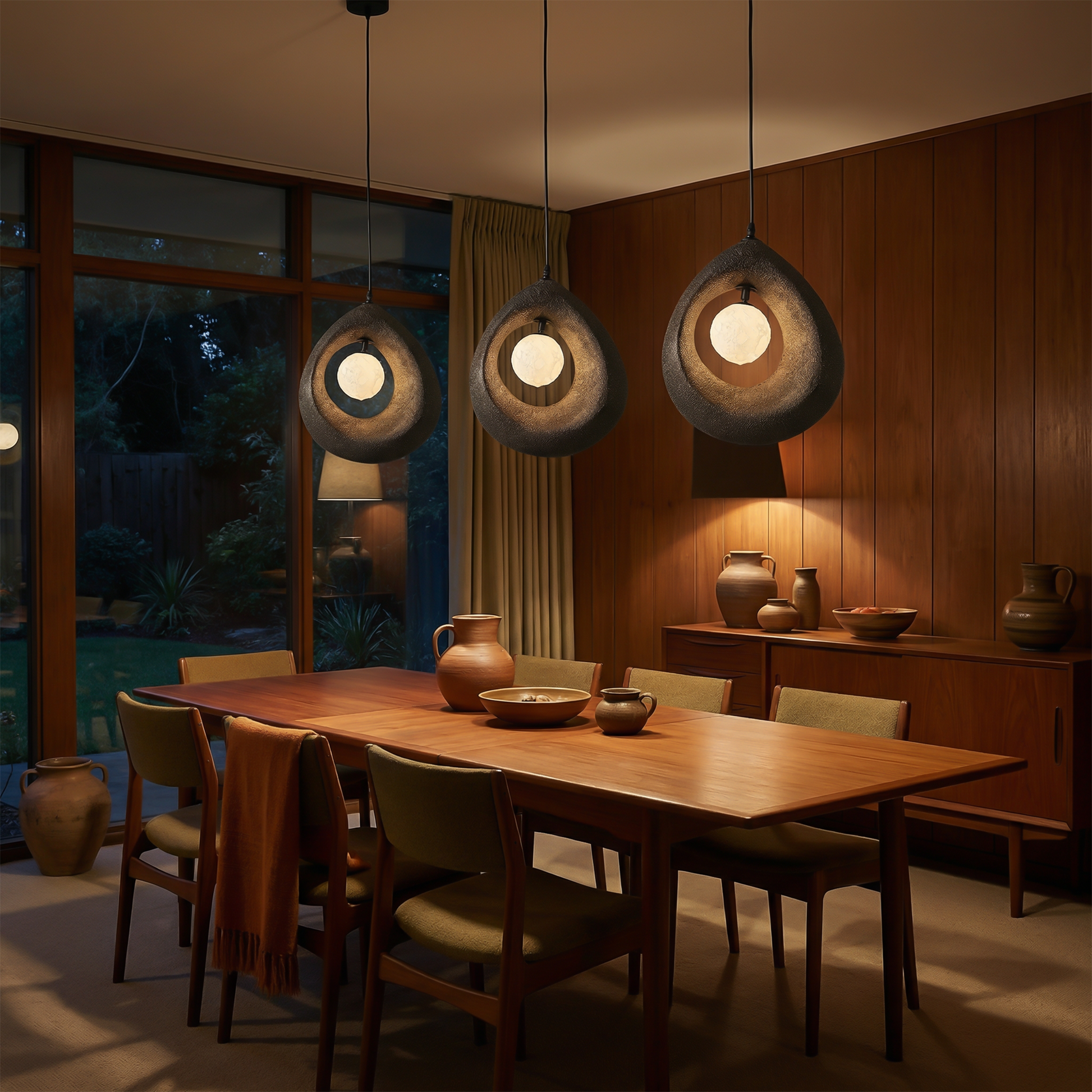 Hanglamp Rustgevend Wabi-Sabi Stijl Keielvorm – Lueur de Galet