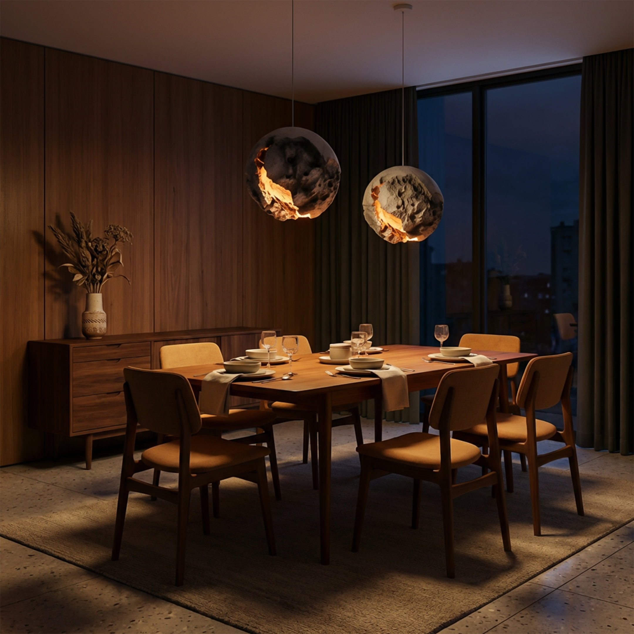 Sculptural Suspension Blown Glass Enveloping Light – Nova