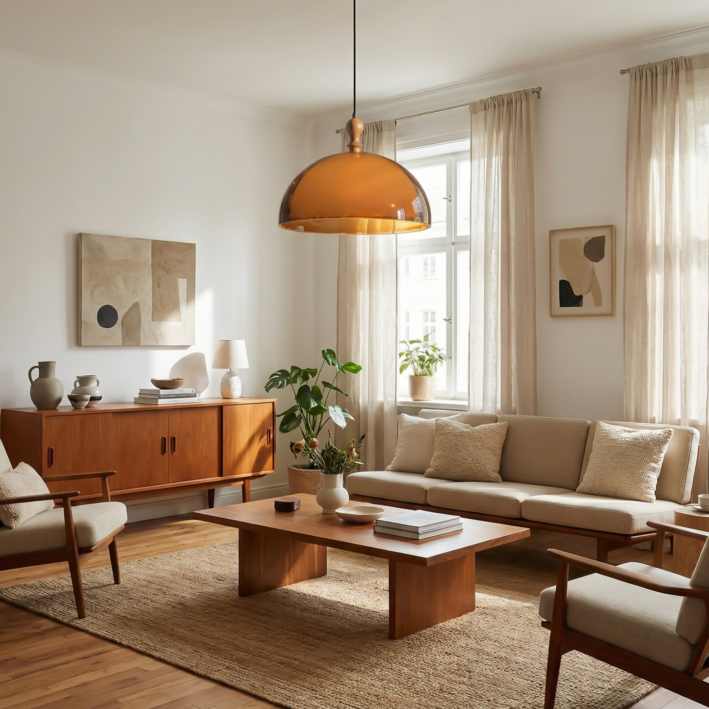 Bruine Acryl Hanglamp voor Eetkamer – Brunea