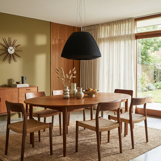 Lustre tissu plissé noir design salon – Modèle Neralyss