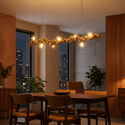Goudkleurig metaal bubbels glas LED hanglamp – Citrona