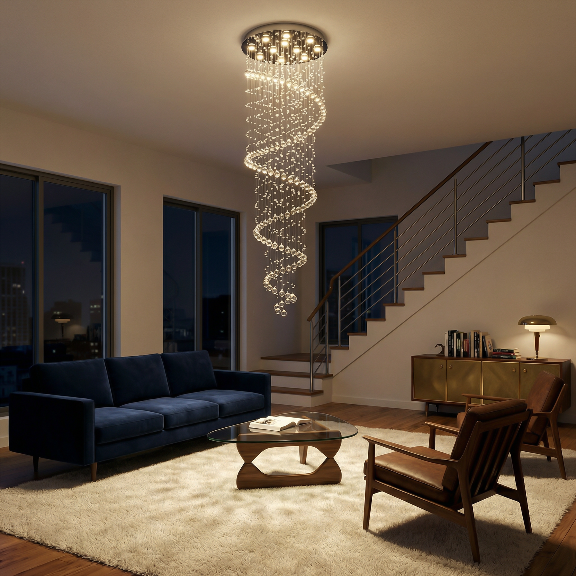 Plafondlamp Prestige Goudkleurig Metaal en Kristallen – Éclat de Mer