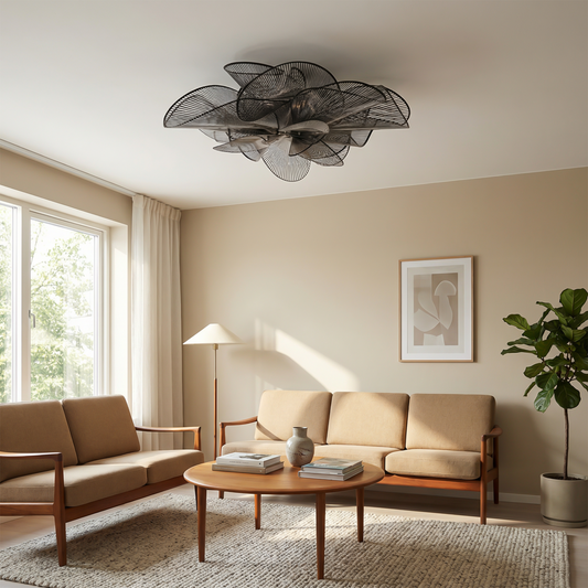 Plafonnier moderne en PVC noir pour chambre à coucher – Noctura