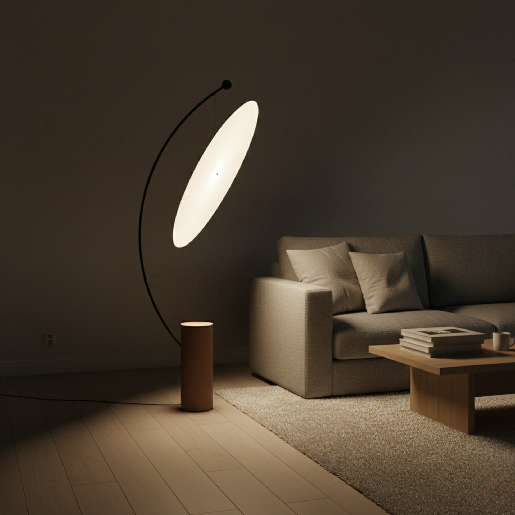 Scandinavische staande lamp met glas en LED minimalistisch design – Soléia