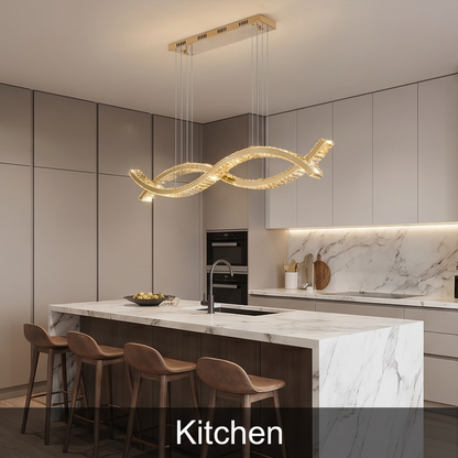 Linear Crystal and Gold-Plated Steel Suspension – Evos