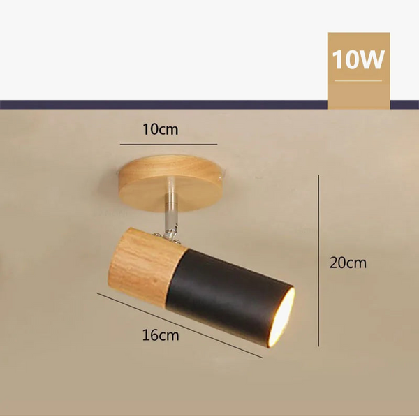Lámpara de techo de superficie madera clara con foco direccional – Velmira