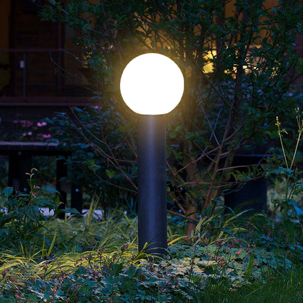 Bolronde LED-tuinlamp in zwart metaal – Orbiron