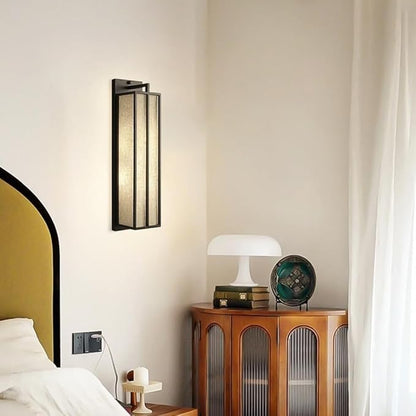 Wandlamp van ijzer en linnen in Chinese stijl voor slaapkamer – Lumisan