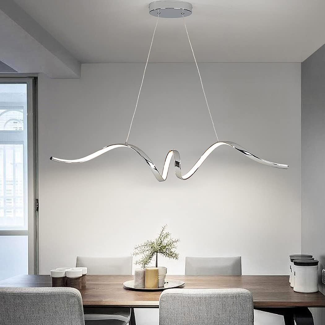 Plafonnier LED suspension moderne formes ondulées fluides Minoa - vue 4