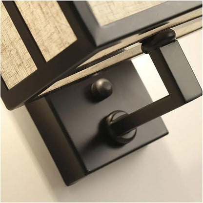 Wandlamp van ijzer en linnen in Chinese stijl voor slaapkamer – Lumisan