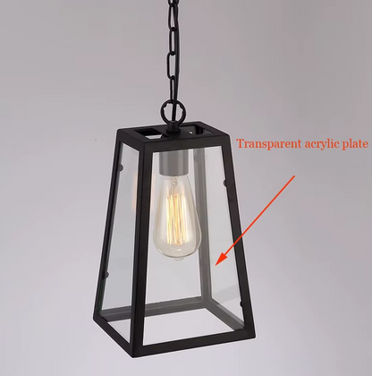 Wrought iron and black glass pendant light for dining room – Noircelest