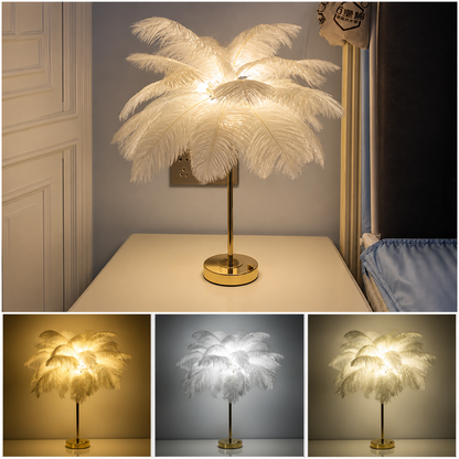 Oplaadbare Decoratieve Tafellamp met Veren – Spolverino