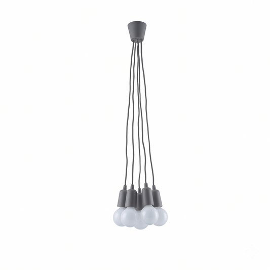 Hanglamp minimalistisch grijs 5 lampen - model Ardanis