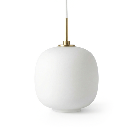 Minimalist white glass pendant light for kitchen – Solmara