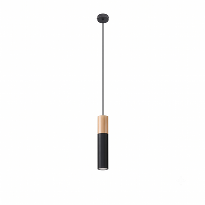 Modern black wood pendant light for living room – Arvenia
