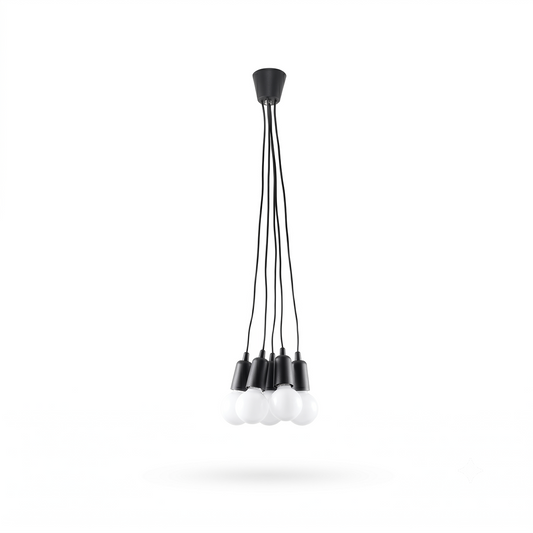 Minimalistische zwarte hanglamp met 5 lampen – Norezio