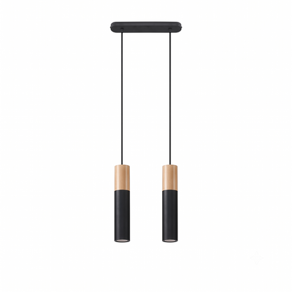 Modern black wood pendant light with 2 lights – Norvane