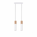 Scandinavian white wood pendant light with 2 lights – Avelios