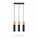 Black natural wood pendant light with 3 lights – Norvéo