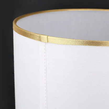 Table Lamp Raynova Gold Design with Architectural Base and Cylindrical Fabric Shade - View 11