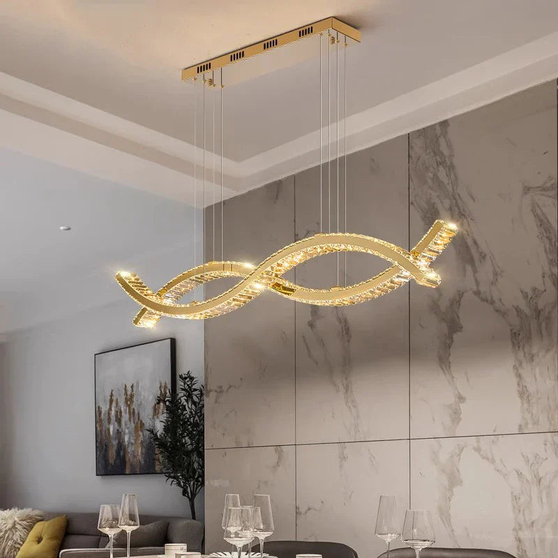 Elegant luminous crystal gold glass pendant Evos chic ambiance - view 2