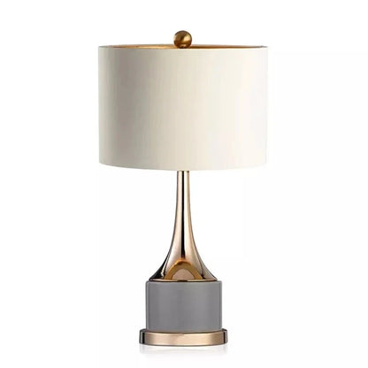 Bedside Lamp Vénusia refined design with gilded iron body and white fabric shade - view 6
