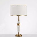 Chic Bedside Lamp White Fabric Lampshade and Gold Base – Aurore