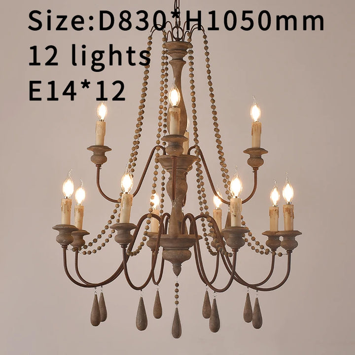 Lustre en bois blanc vintage pour salon – Elarisia