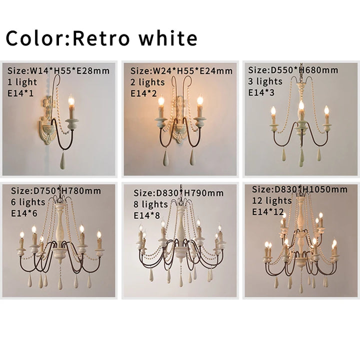 Lustre en bois blanc vintage pour salon – Elarisia