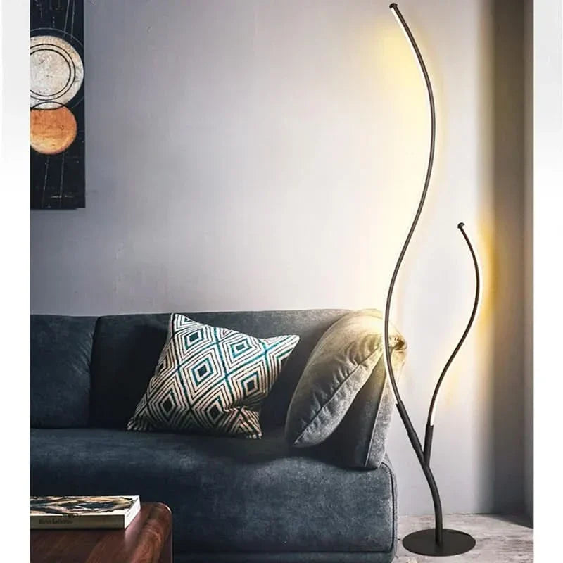 Lampadaire moderne design deux branches aluminium forme organique - vue 11