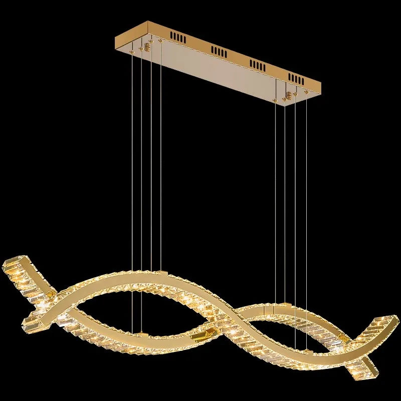 Elegant luminous crystal gold glass pendant Evos chic ambiance - view 4
