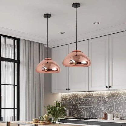 Modern Gold Suspension Aurovia with hemispherical aluminum mirror finish lampshade - view 8