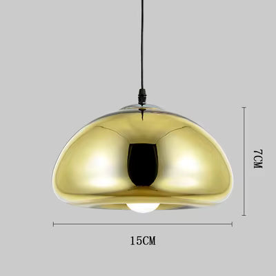 Aurovia Modern Gold Pendant with Hemispherical Mirrored Aluminum Shade - View 16
