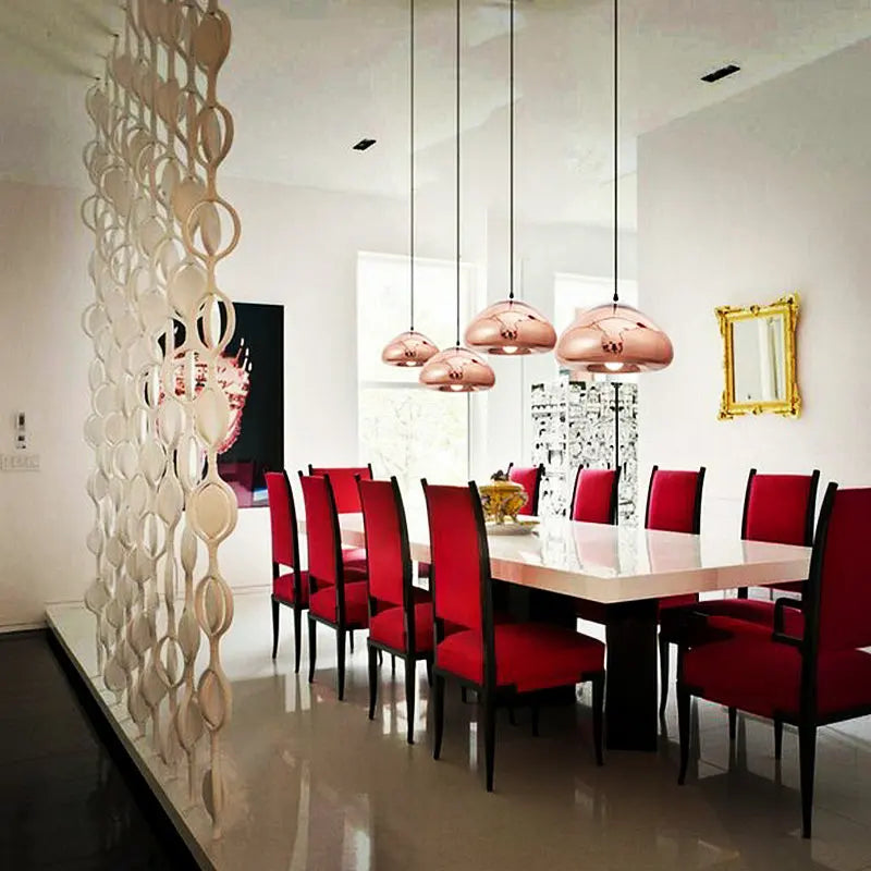 Modern Gold Suspension Aurovia with hemispherical aluminum mirror finish lampshade - view 4